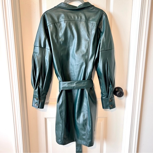 NEW YORK & COMPANY Green Faux Leather Button Down Shirt Dress—SZ. XS - Picture 14 of 17